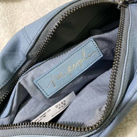 Sold Free People We The Free Distressed Leather Archer Sling Bag Light Blue NWT - Picture 11 of 15